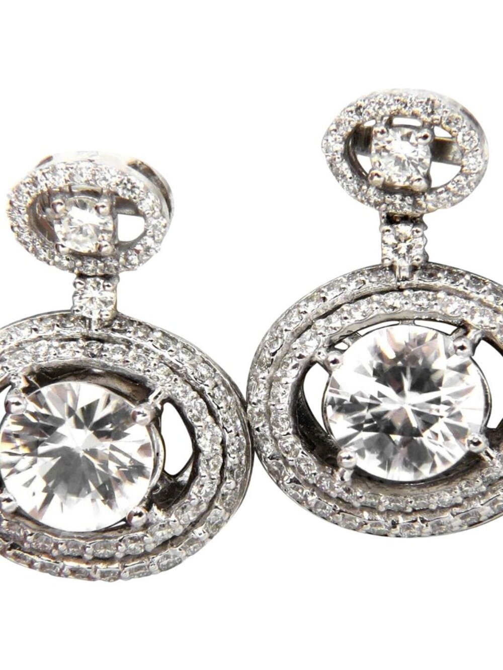 10.90CT NATURAL ZIRCON DIAMONDS DANGLE DROP EARRINGS 14KT*